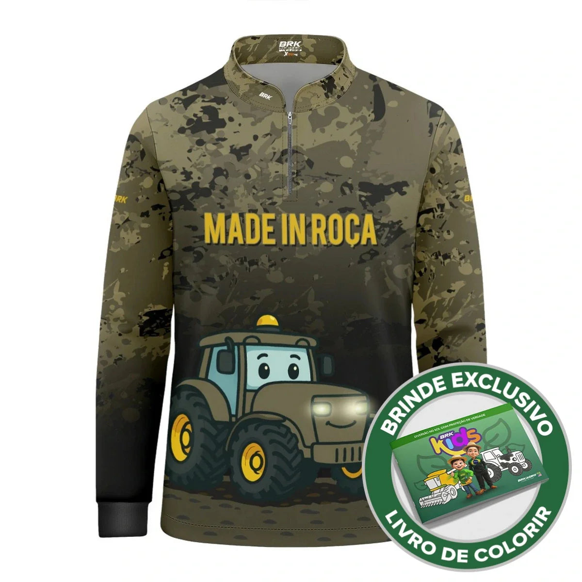 Camisa UV50 Agro Infantil Brk Made in Roça Camuflada