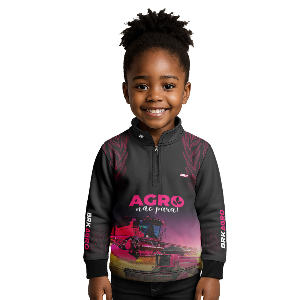 Camisa Agro Infantil Brk O Agro Não Para Preta com UV50+