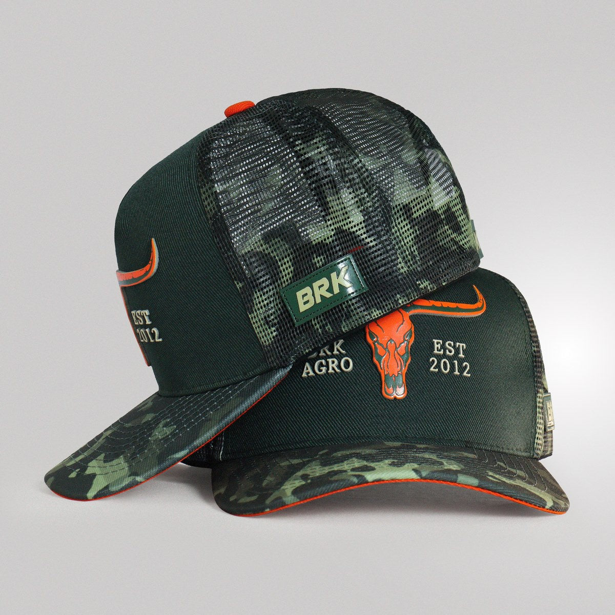 Boné Trucker Brk Agro Verde Camuflado