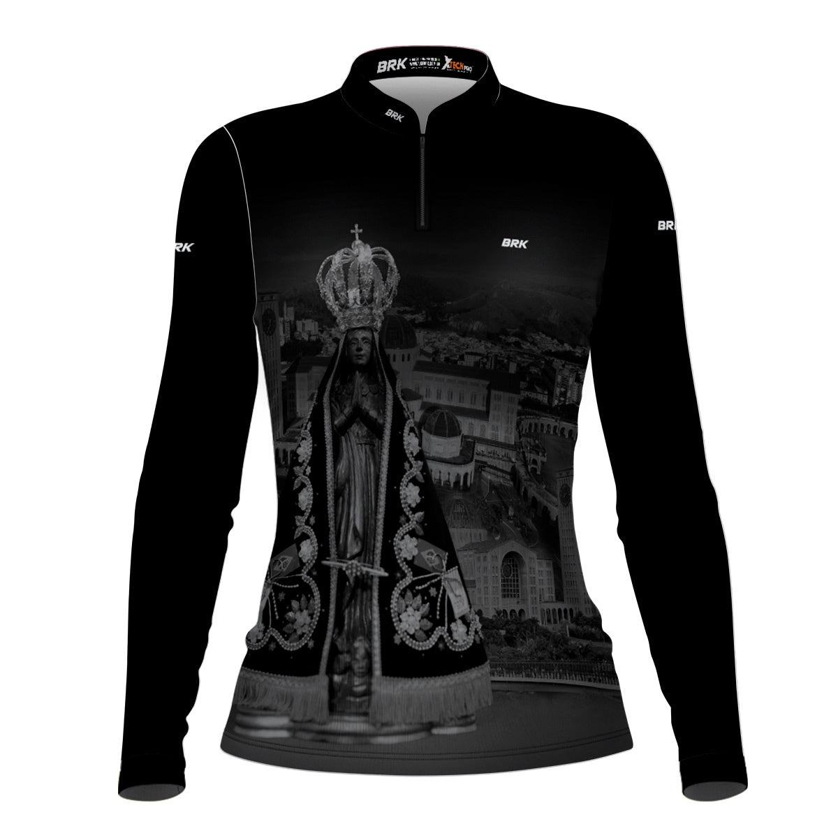 Camisa Agro Feminina Brk Preta Nossa Senhora Aparecida com Proteção Solar UV50+