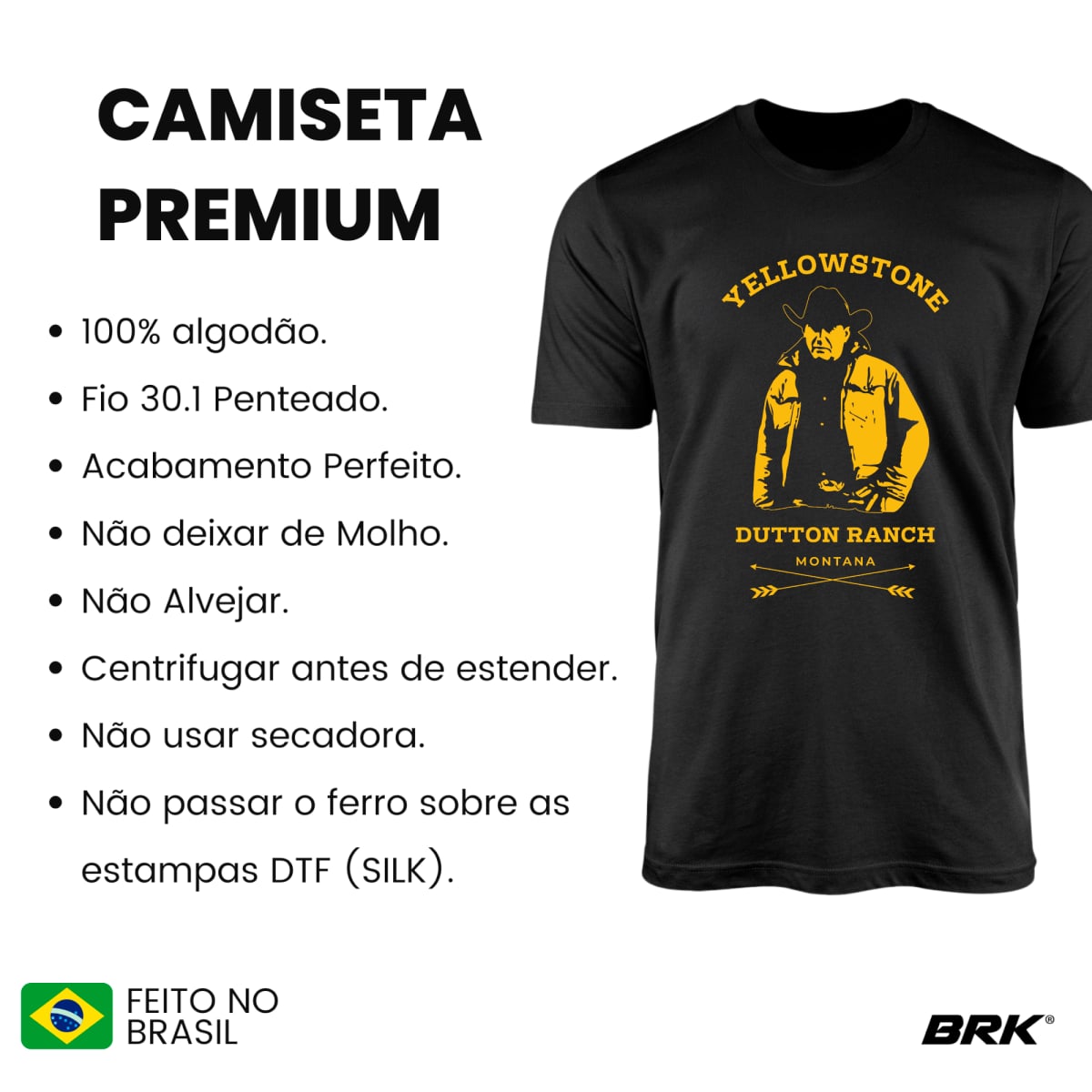Camiseta Agro Brk John Dutton Yellowstone com Algodão Premium