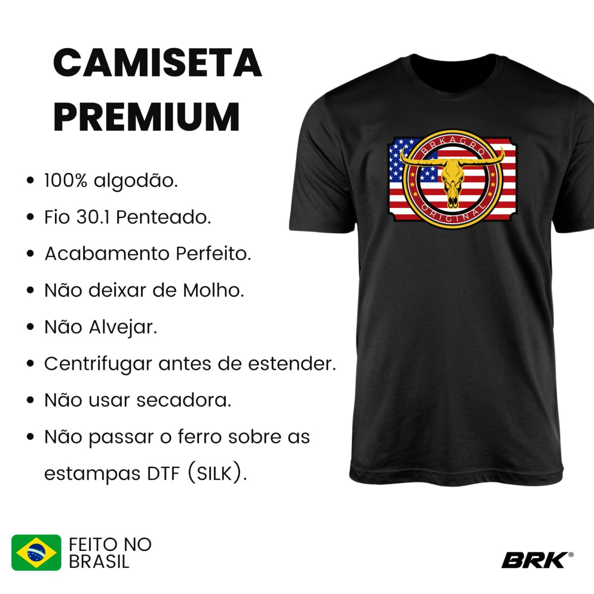 Camiseta Agro Brk Long Horn Algodão Premium