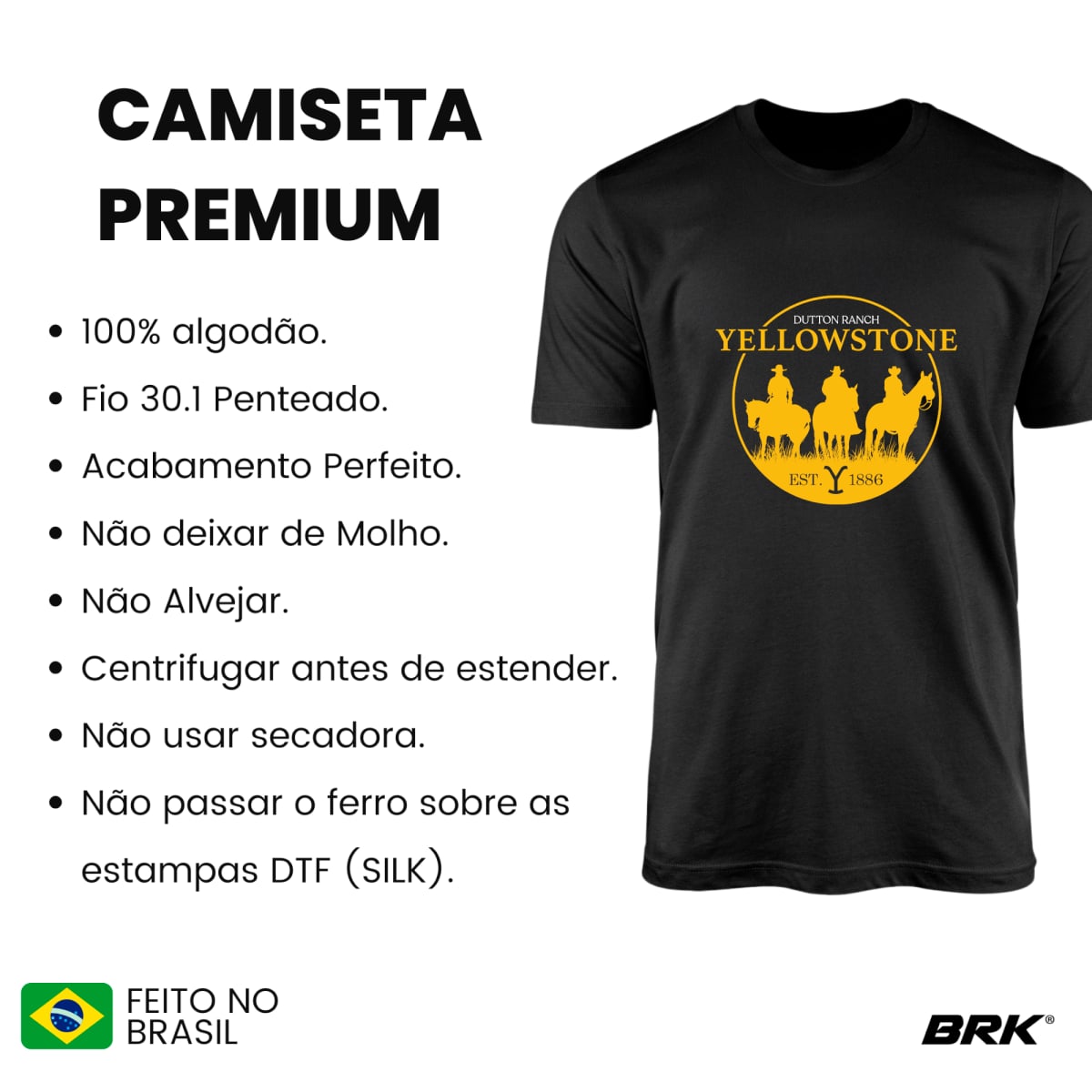 Camiseta Agro Brk Cavaleiros Yellowstone com Algodão Premium