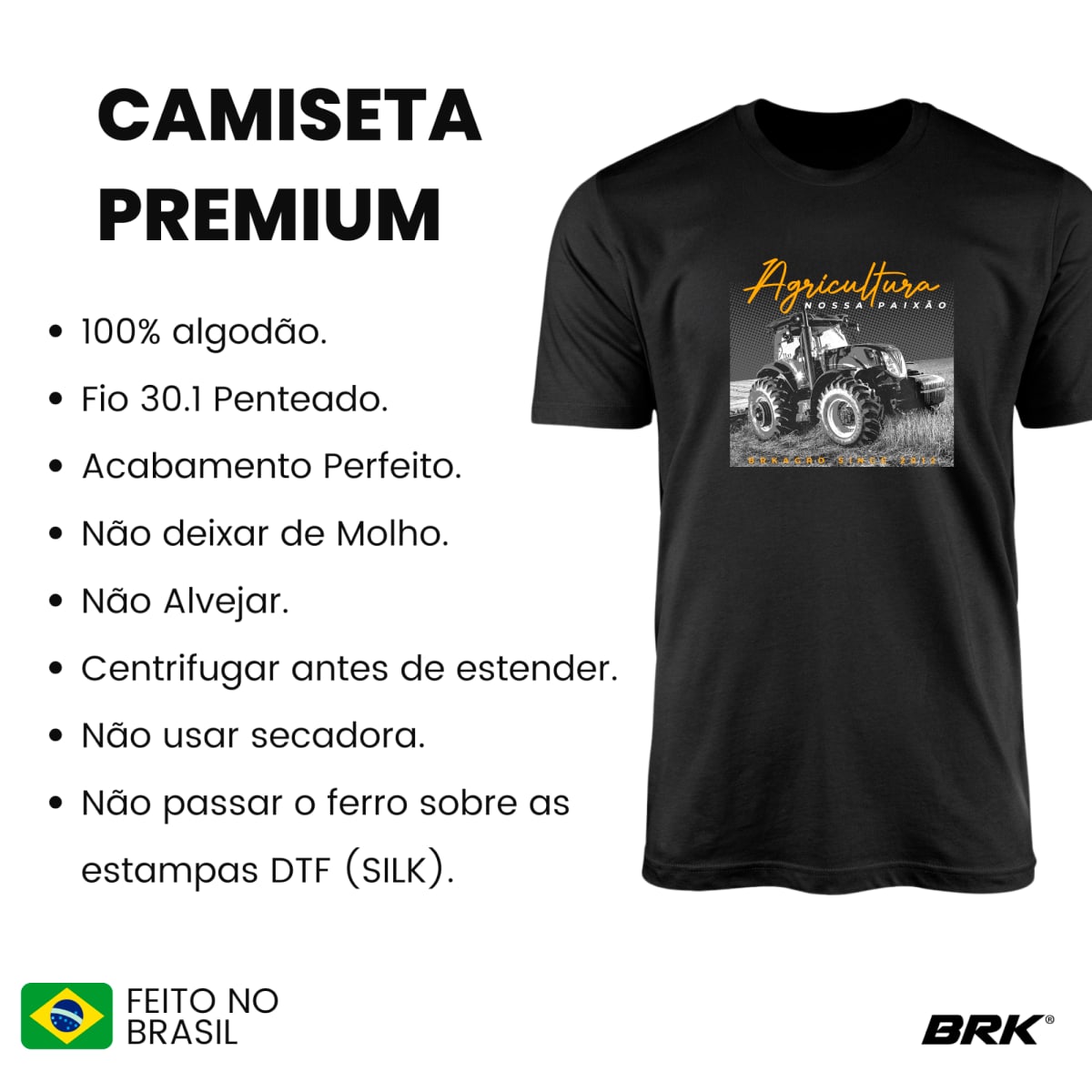 Camiseta Agro Brk Agricultura Algodão Premium