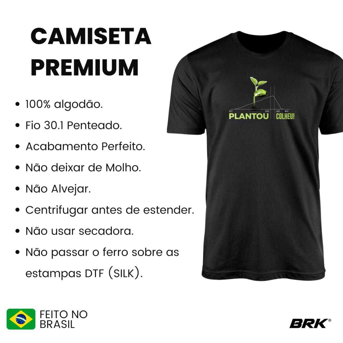 Camiseta Agro Brk Plantou Colheu Algodão Premium