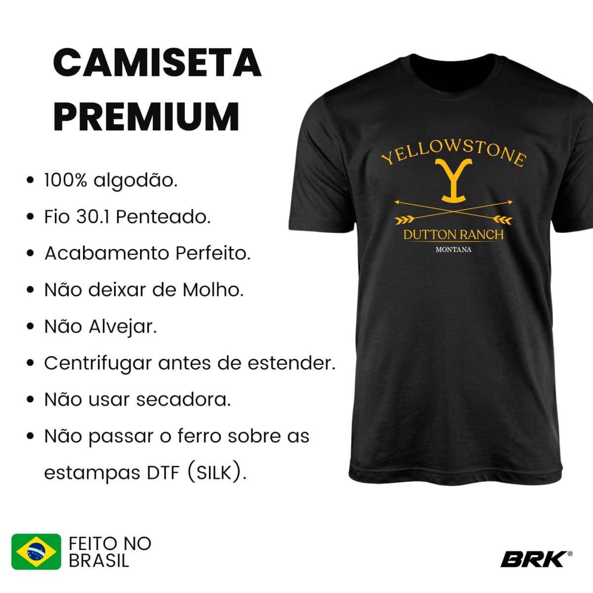 Camiseta Agro Brk Yellowstone Montana com Algodão Premium