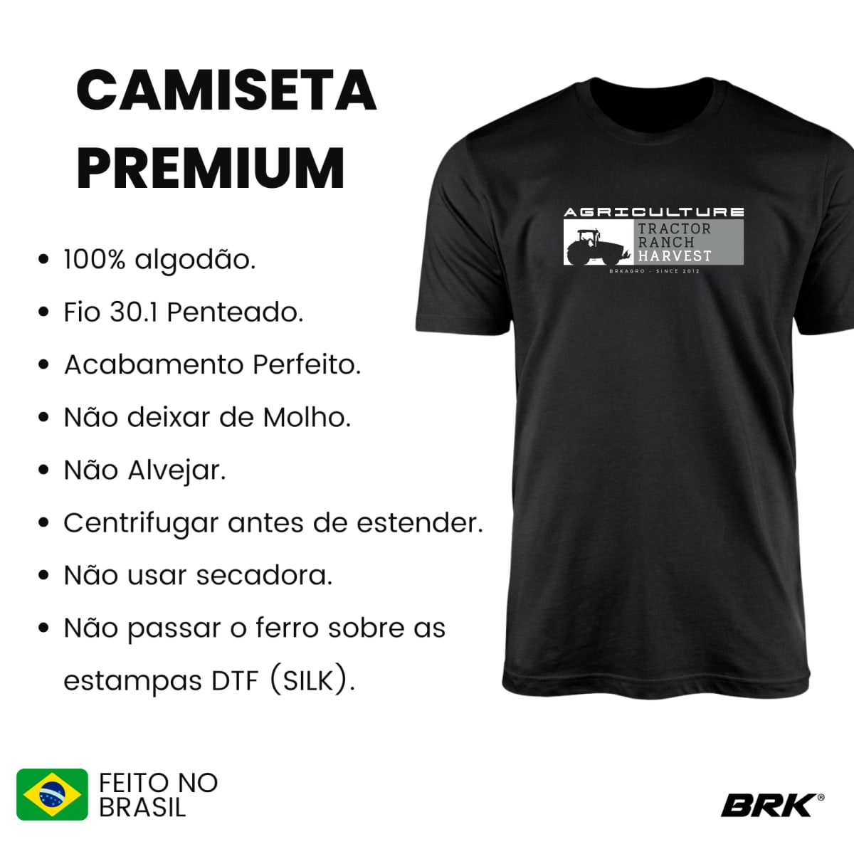 Camiseta Agro Brk Agriculture Trator Algodão Premium