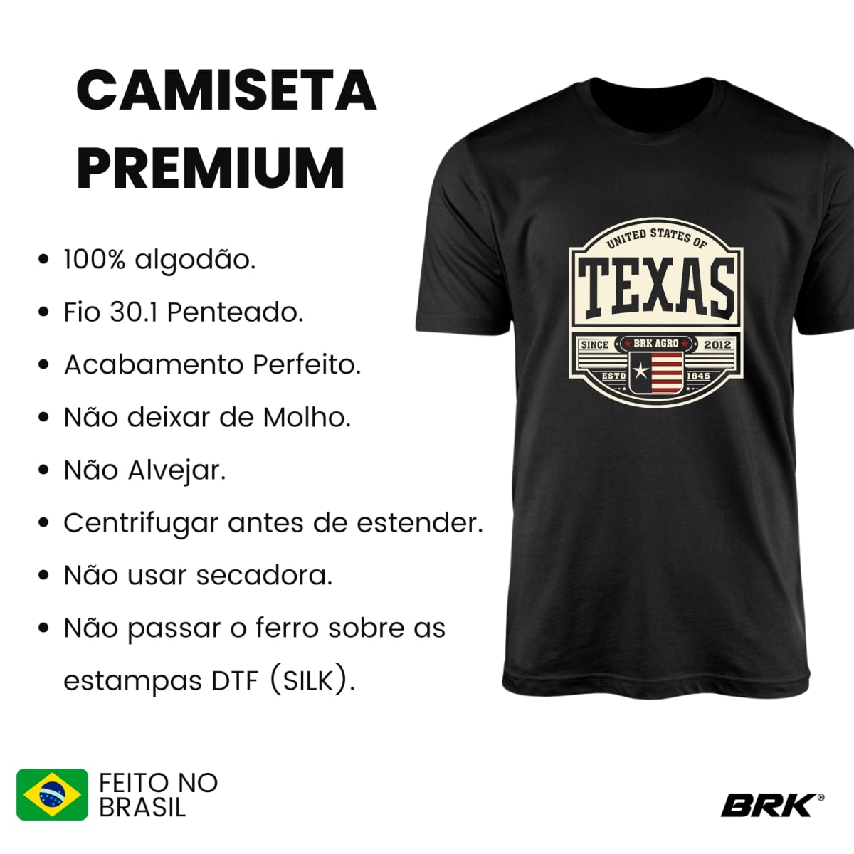 Camiseta Agro Brk States of Texas com Algodão Premium