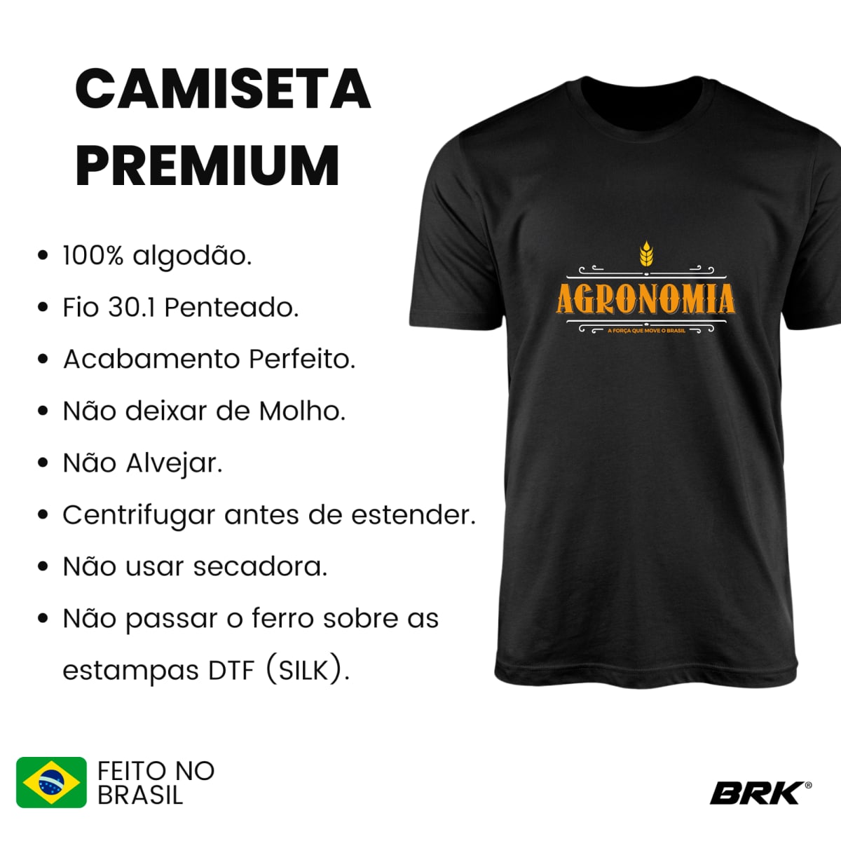 Camiseta Agro Brk Agronomia Algodão Premium