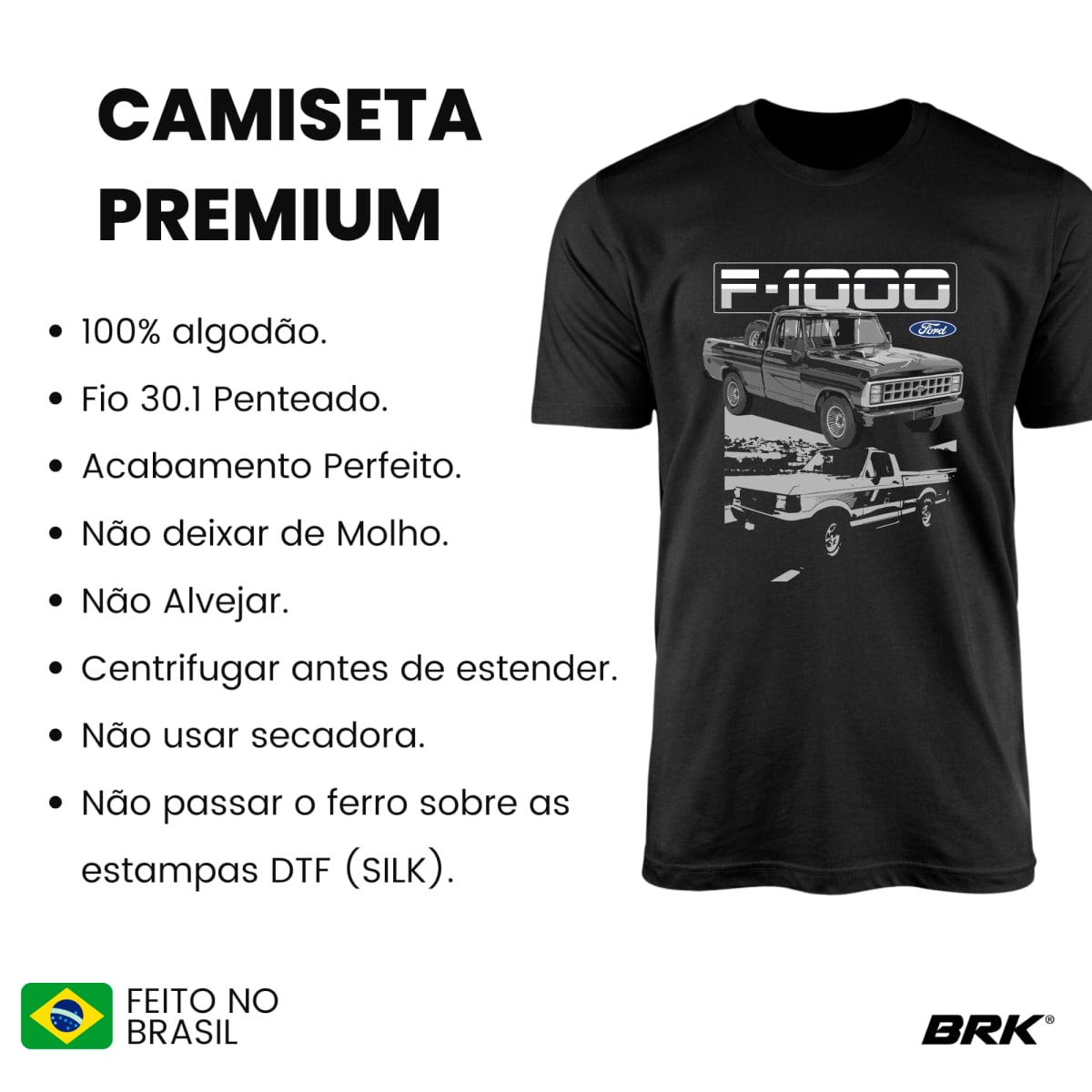 Camiseta Agro Brk Caminhonete F1000 com Algodão Premium