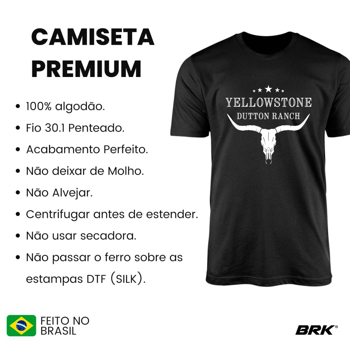 Camiseta Agro Brk Yellowstone Dutton Ranch Branca com Algodão Premium