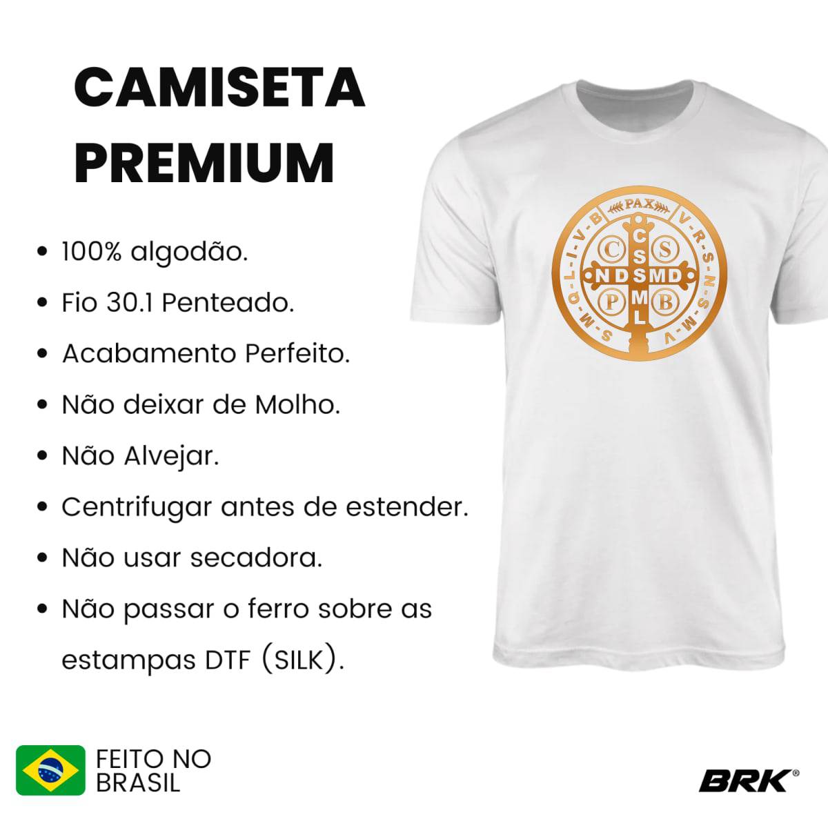 Camiseta Agro Brk Medalhão São Bento Algodão Premium