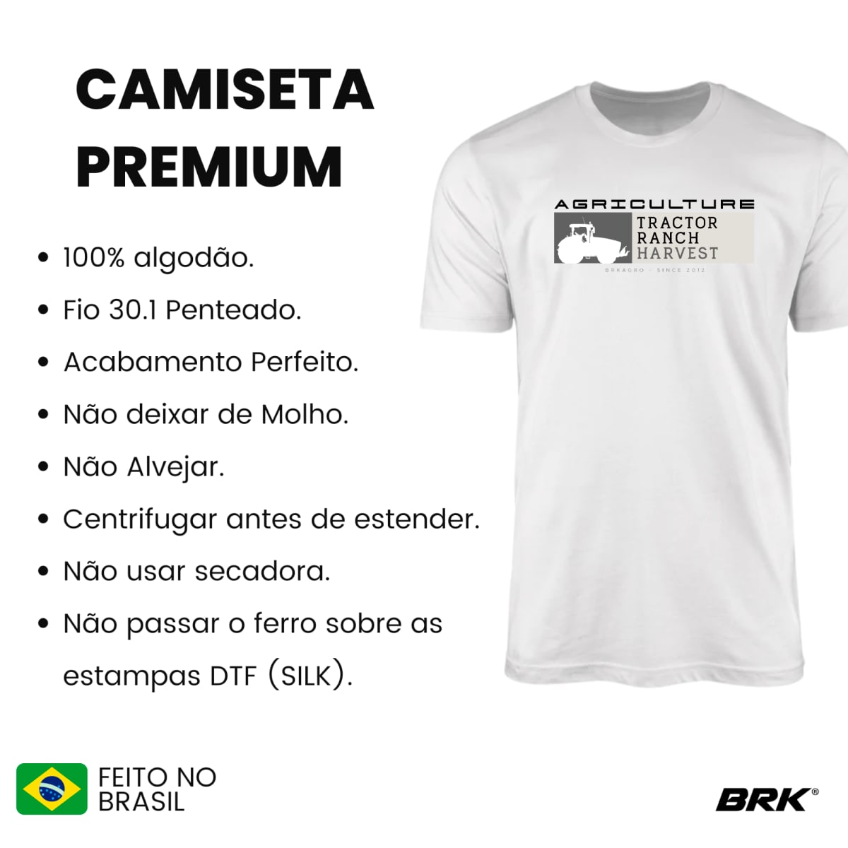 Camiseta Agro Brk Agriculture Trator Algodão Premium