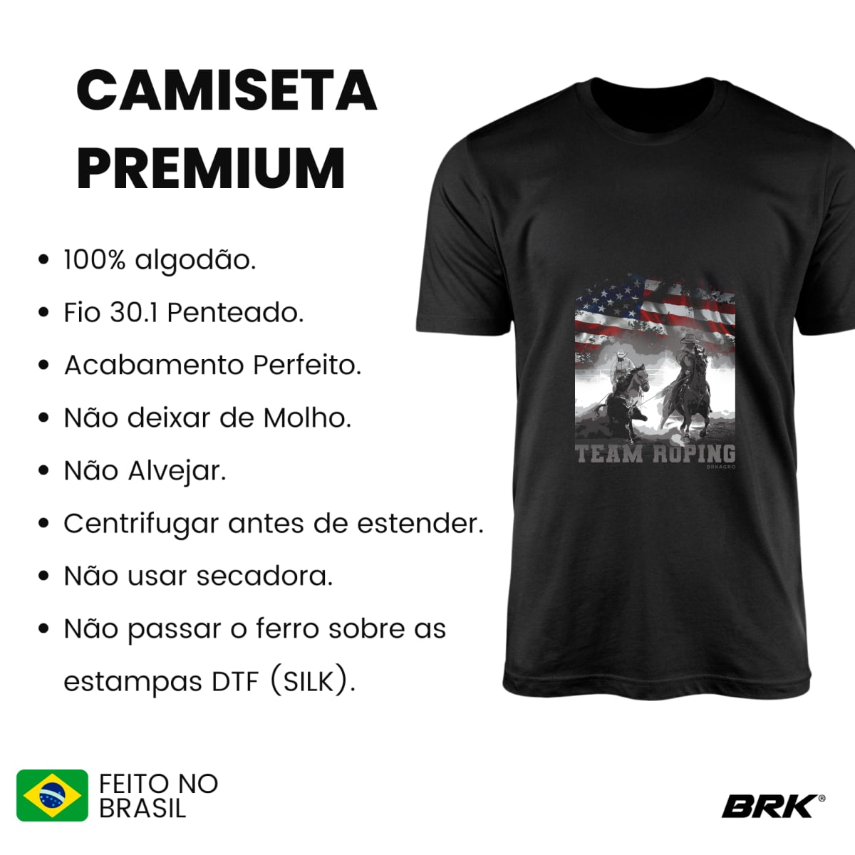 Camiseta Agro Brk Team Roping USA com Algodão Premium