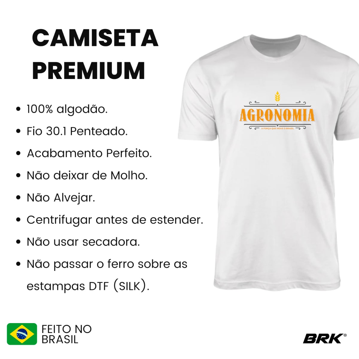 Camiseta Agro Brk Agronomia Algodão Premium