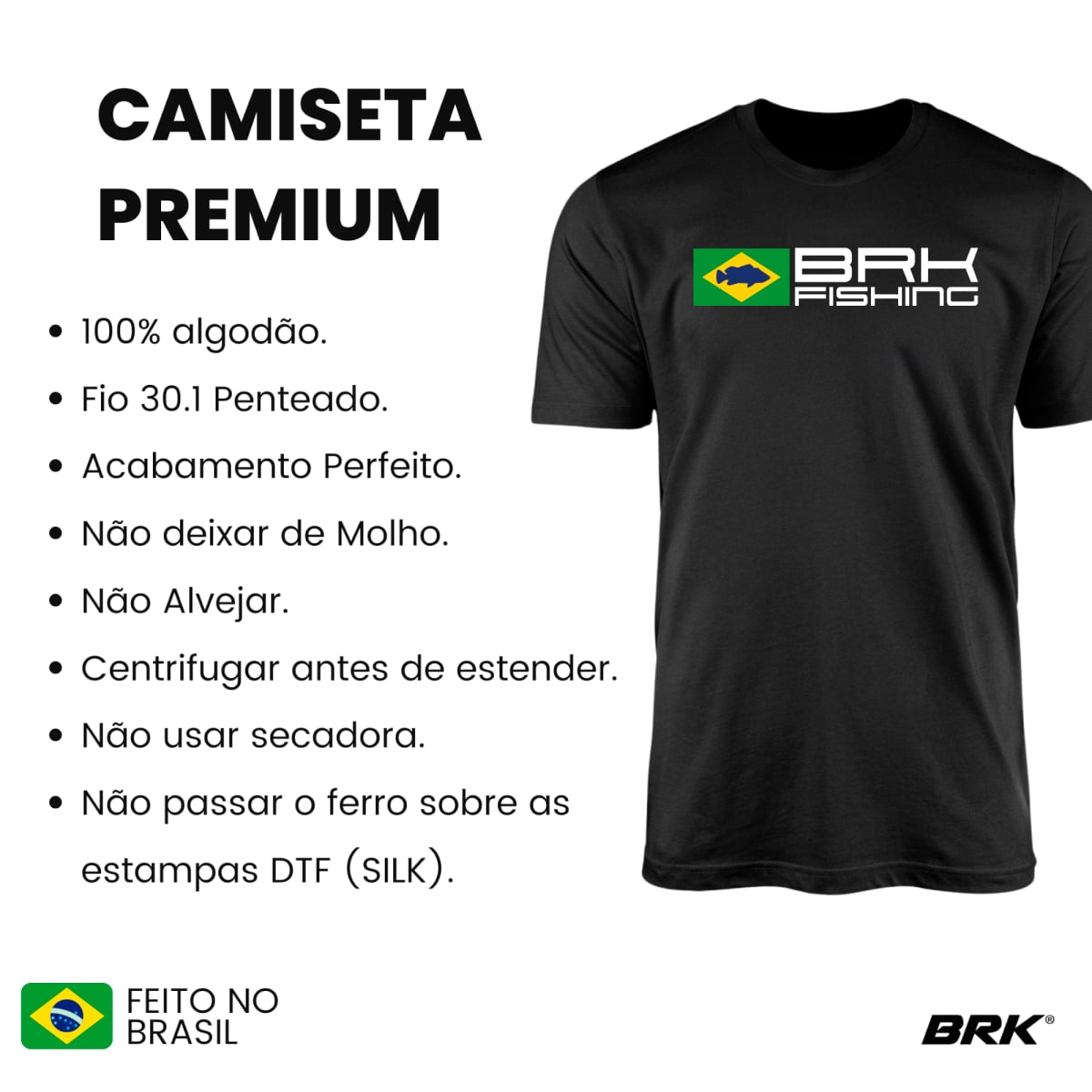 Camiseta Brk Fishing Brasil com Algodão Premium
