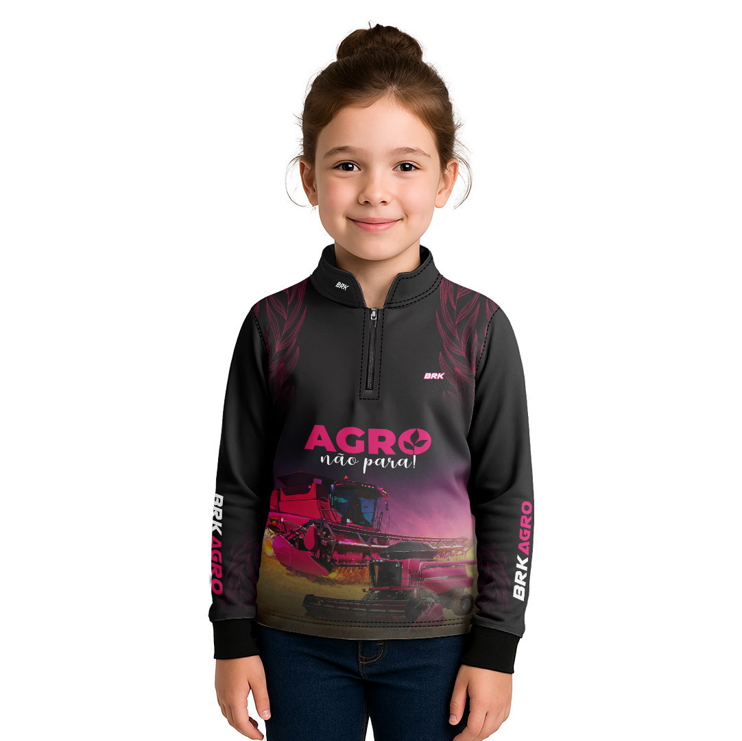 Camisa Agro Infantil Brk O Agro Não Para Preta com UV50+