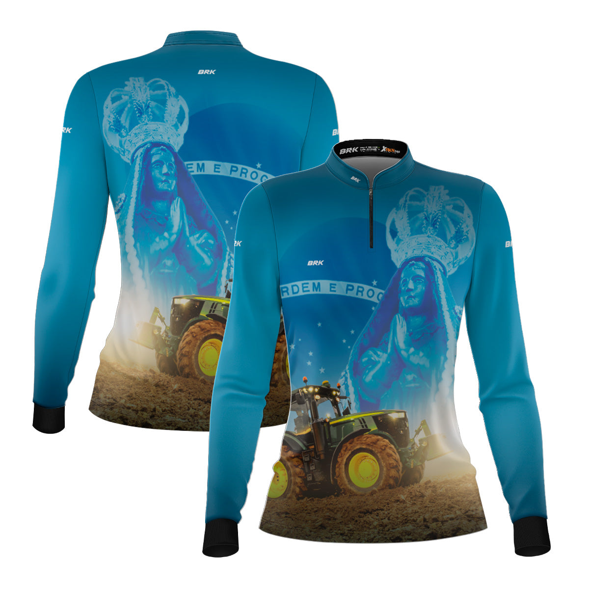 Camisa Agro Feminina Brk Padroeira Nossa Senhora com Proteção Solar UV50+
