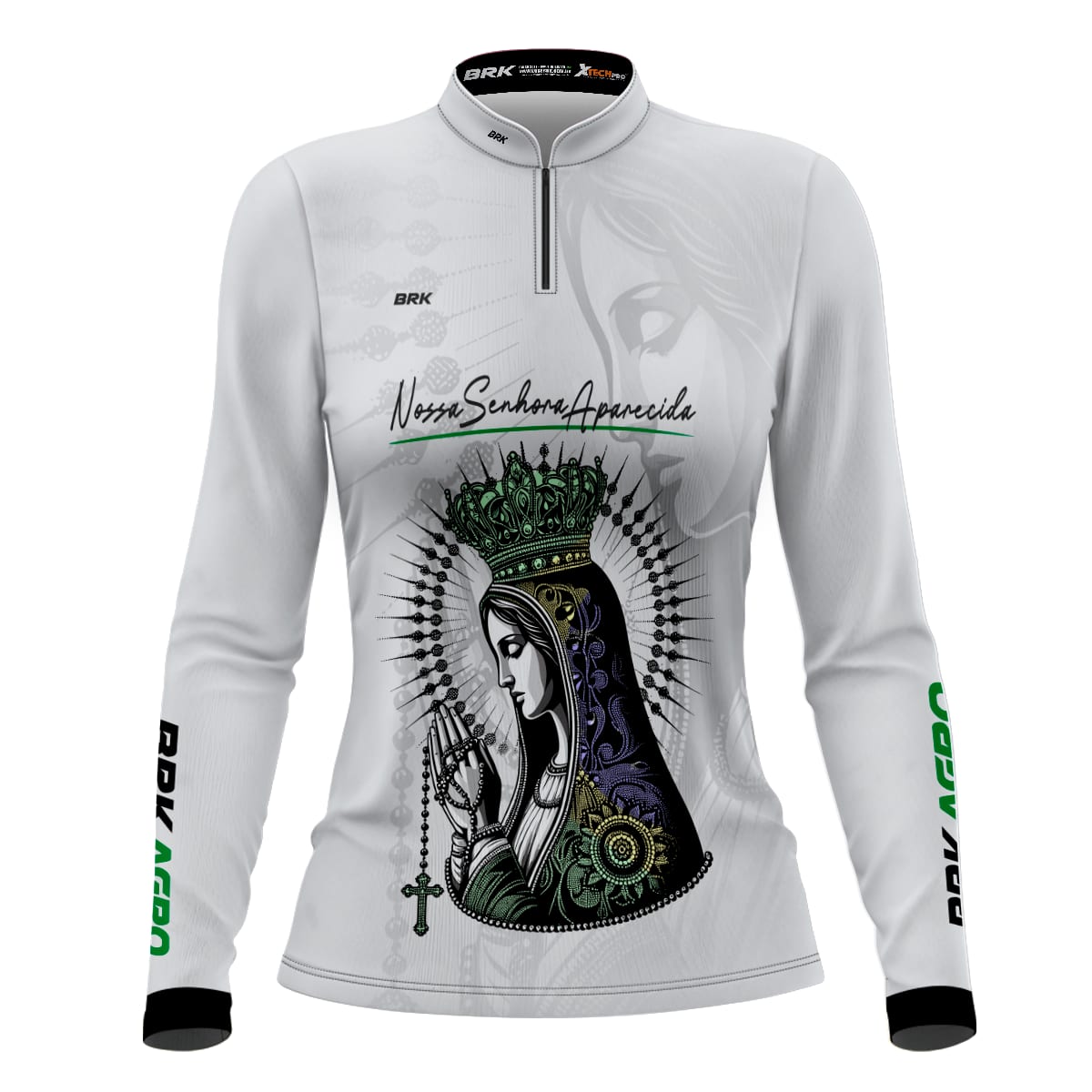 Camisa Agro Feminina Brk Branca Padroeira com Proteção Solar UV50+