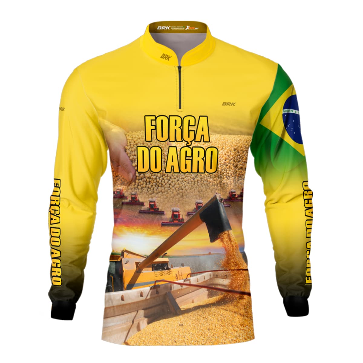 Camisa Agro Brk Produtor de Soja Amarela com Proteção Solar UV50+