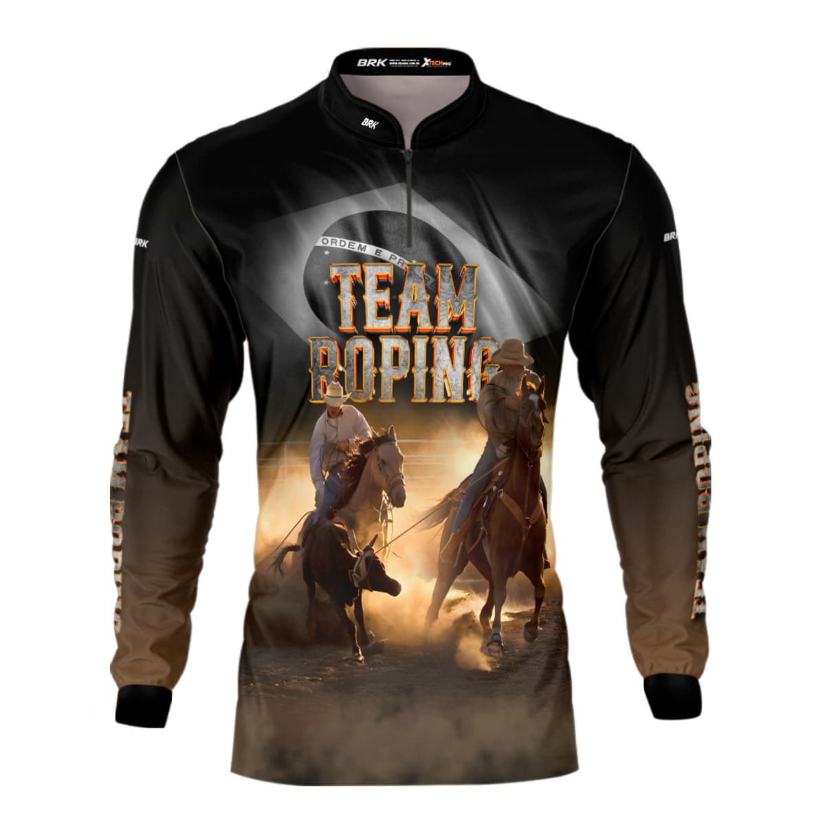 Camisa Agro Brk Team Roping Preto com Proteção Solar UV50+