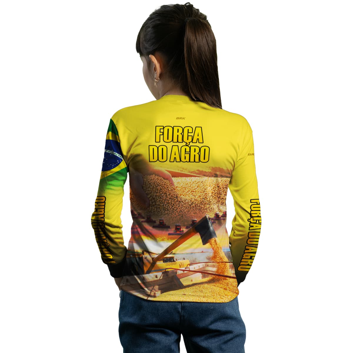 Camisa Agro Brk Produtor de Soja Amarela com Proteção Solar UV50+