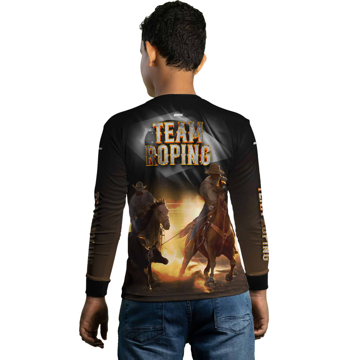 Camisa Agro Brk Team Roping Preto com Proteção Solar UV50+