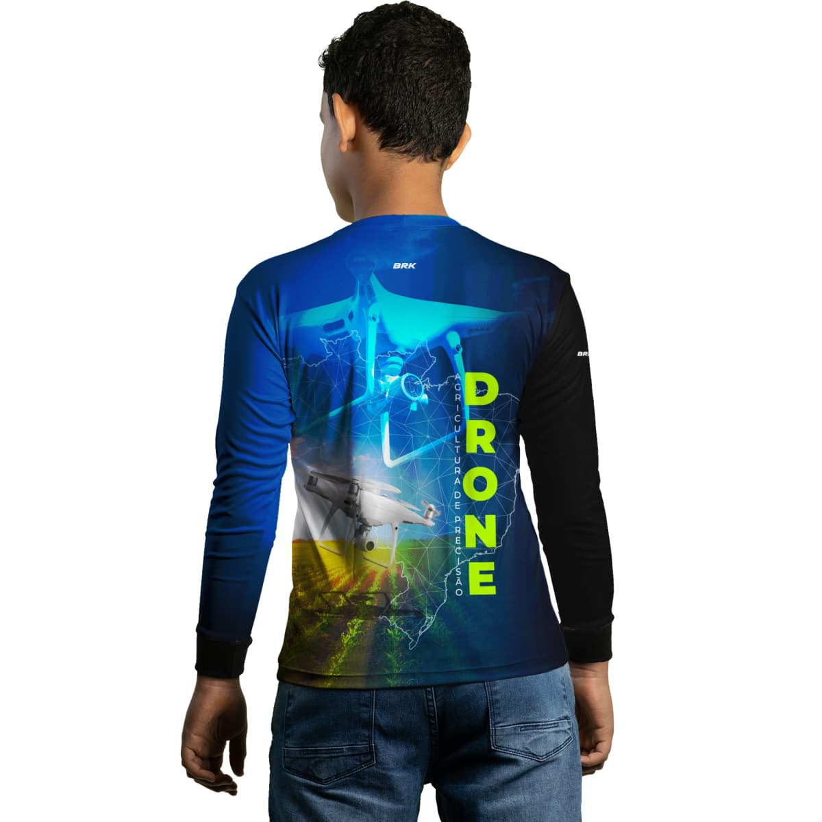 Camisa Agro Brk Azul Drone Agricultura de Precisão com Proteção Solar UV50+