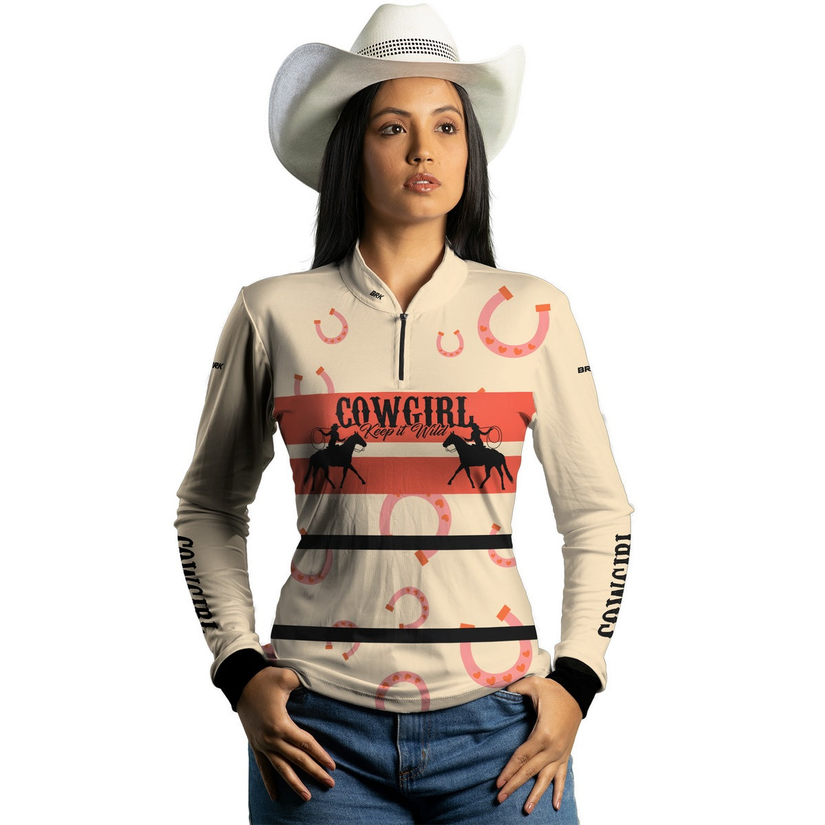 Camisa Agro Feminina Brk Cowgirl Ferradura com Proteção Solar UV50+