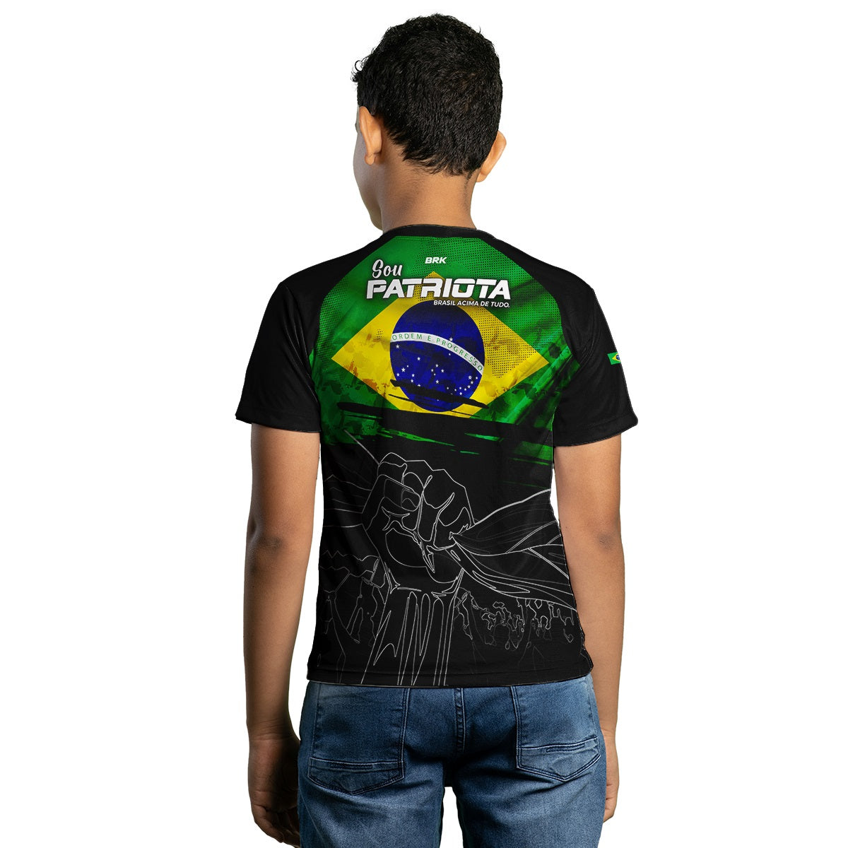 Camisa Agro Infantil Brk Patriota Preta com Proteção UV50+
