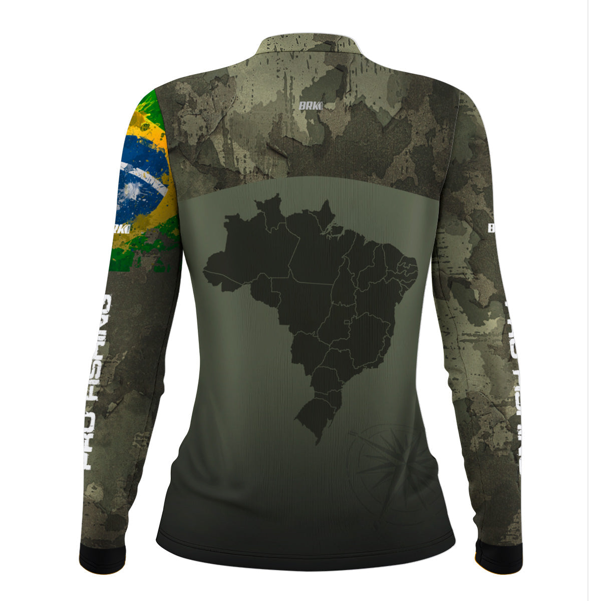 Camisa Feminina Agro Brk Bussola Brasil Camuflada com Proteção Solar UV50+