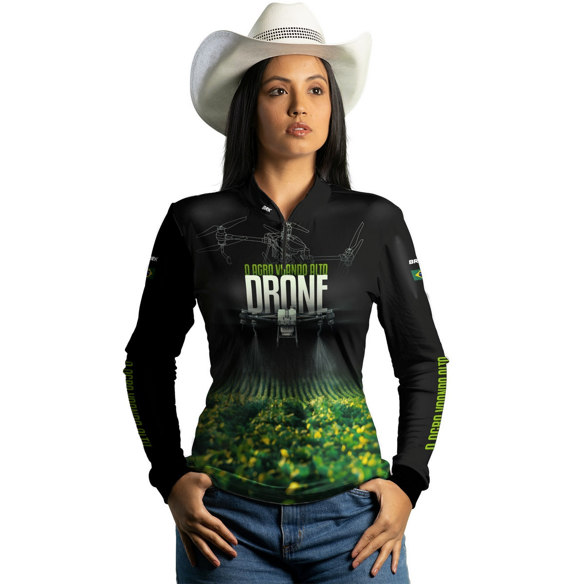 Camisa Agro Feminina Brk Drone T40 Soja com Proteção Solar UV50+