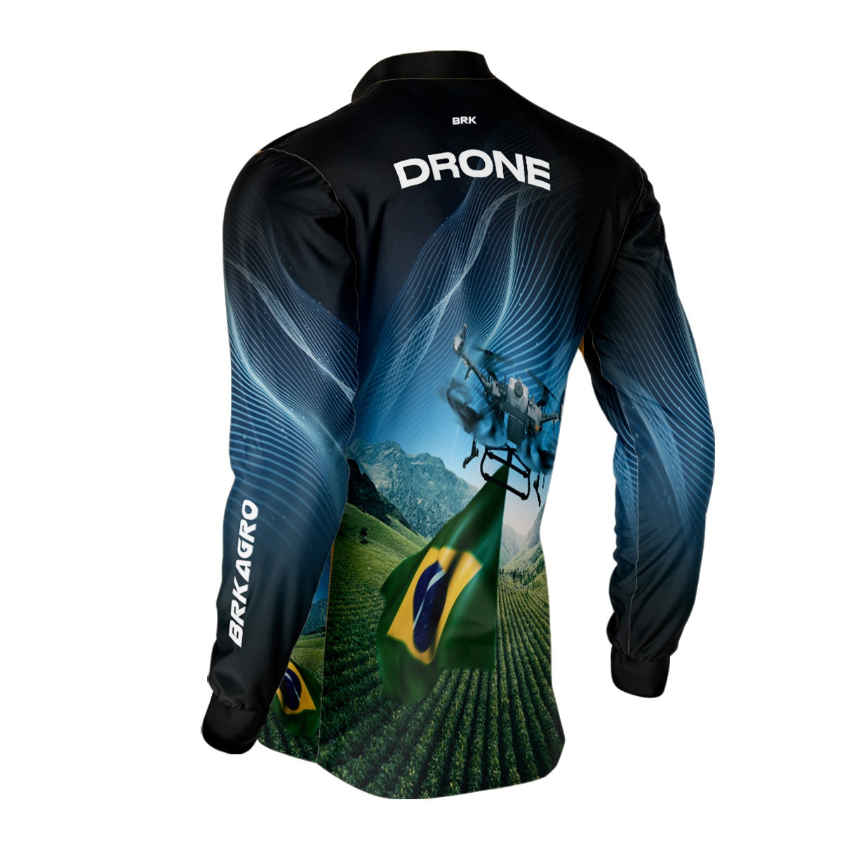 Camisa Agro Brk Drone Bandeira do Brasil com Proteção Solar UV50+