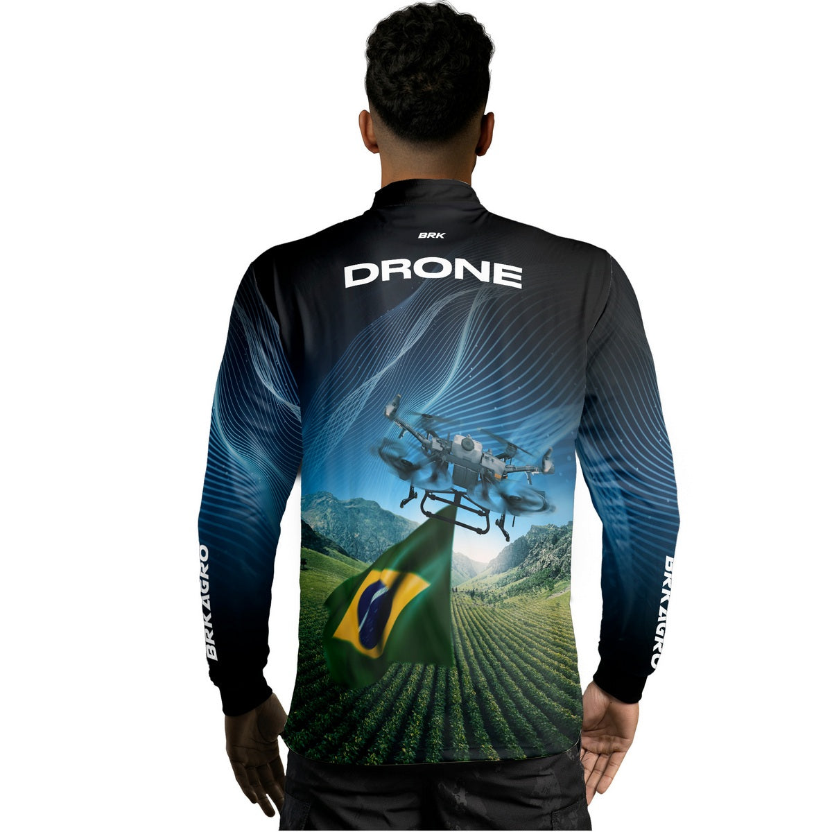 Camisa Agro Brk Drone Bandeira do Brasil com Proteção Solar UV50+