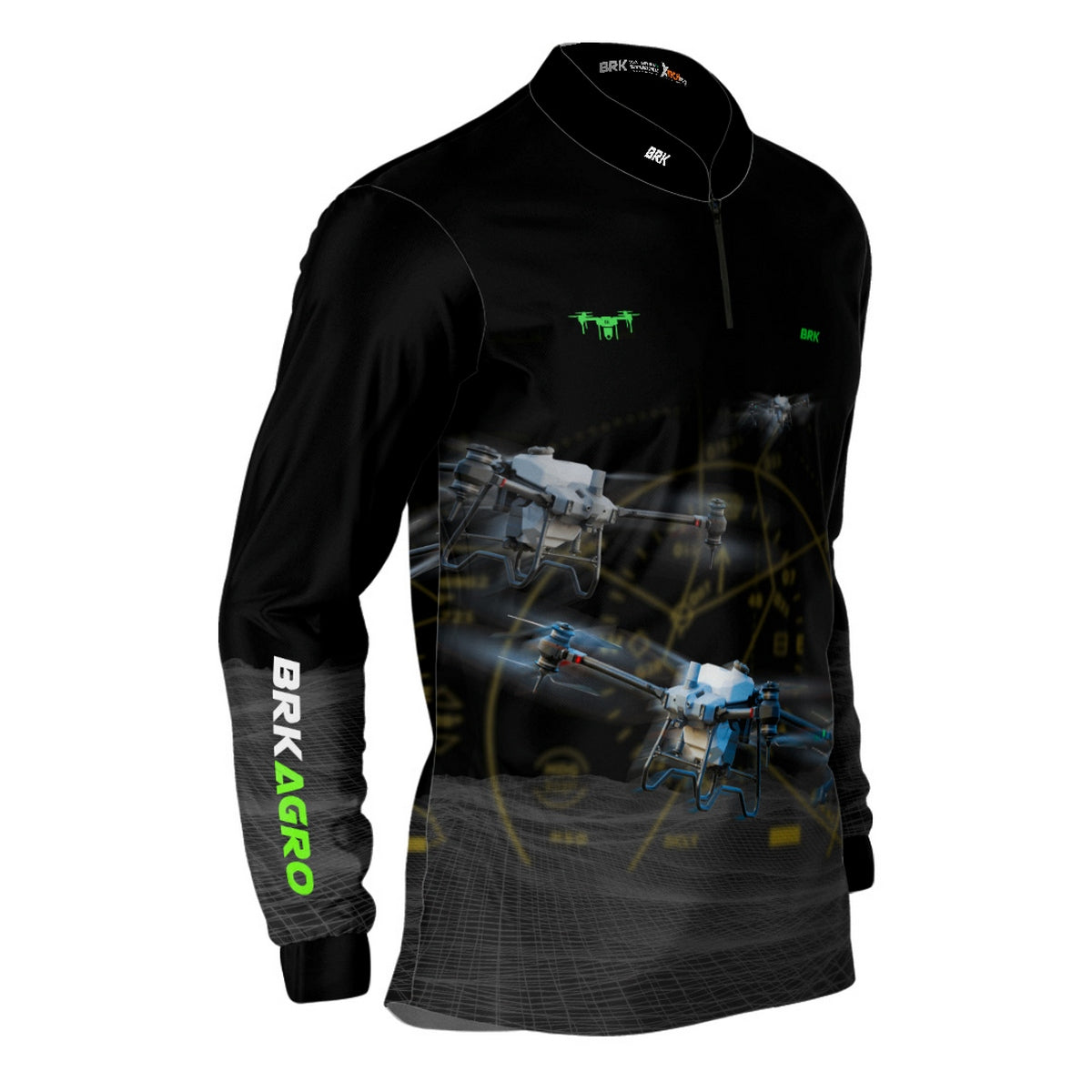 Camisa Agro Brk Drone T40 Air Force Preto com Proteção Solar UV50+