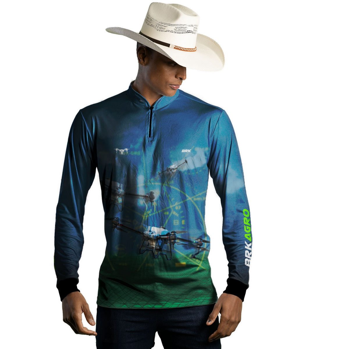 Camisa Agro Brk Drone T40 Air Force Azul com Proteção Solar UV50+