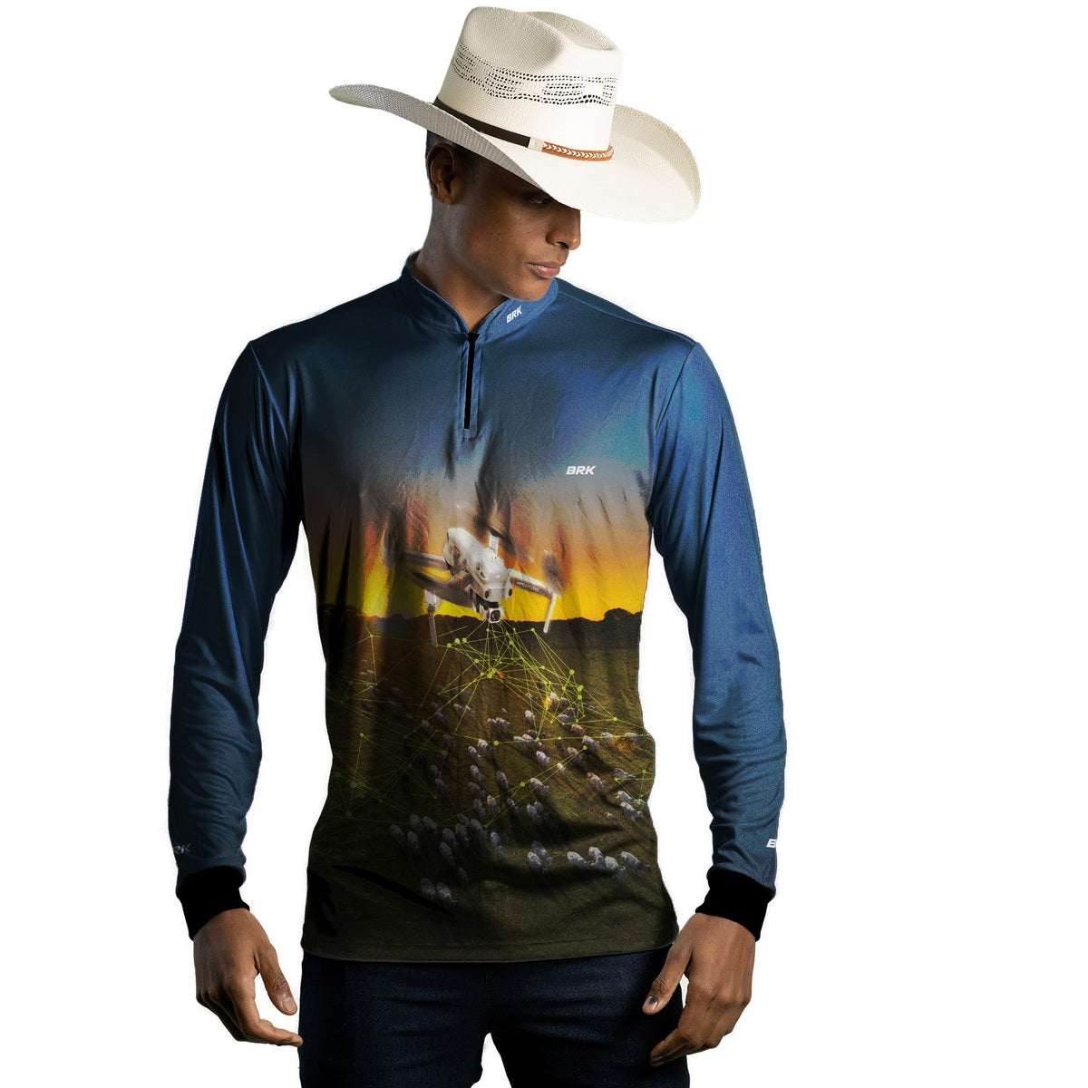 Camisa Agro Brk Drone Contagem de Gado com Proteção Solar UV50+