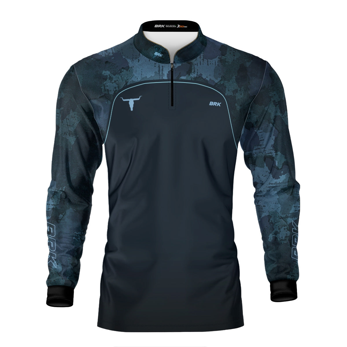 Camisa Agro Brk Camo Long Horn Brasil Azul com Proteção Solar UV50+