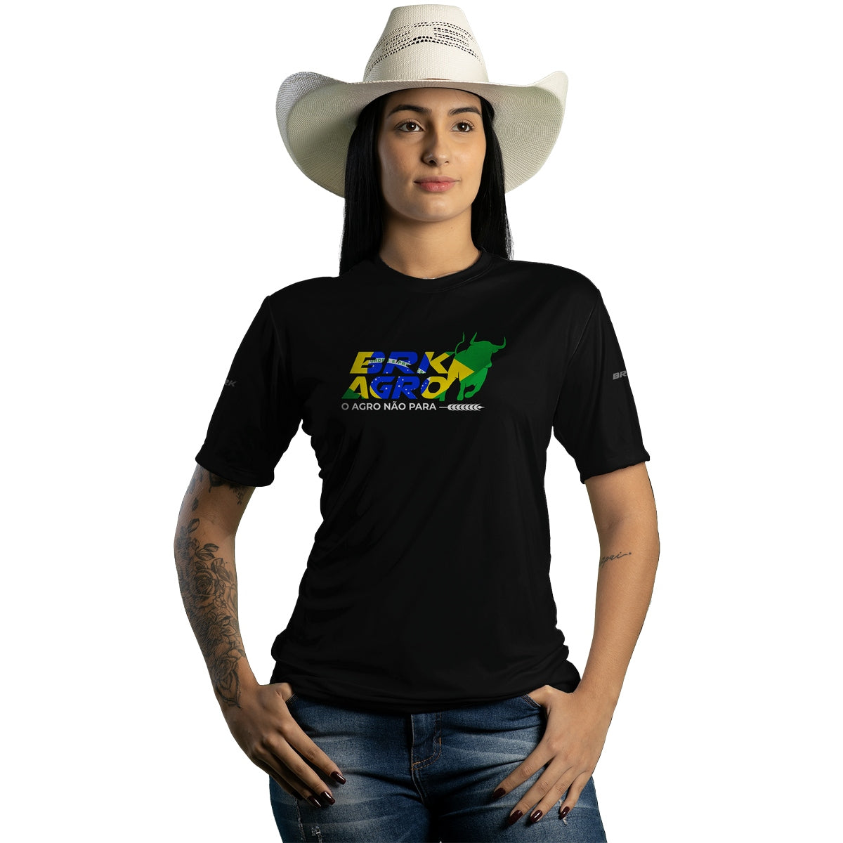 Camiseta Agro Feminina Brk O Agro Não Para com Proteção Solar UV50+