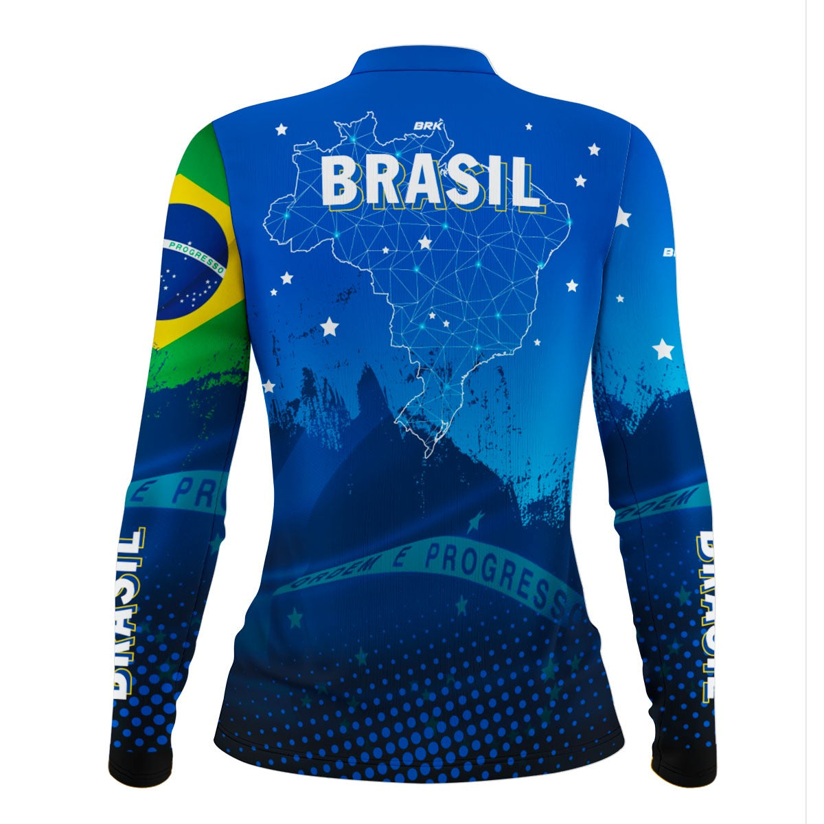 Camisa Feminina Agro Brk Brasil Azul com Proteção Solar UV50+