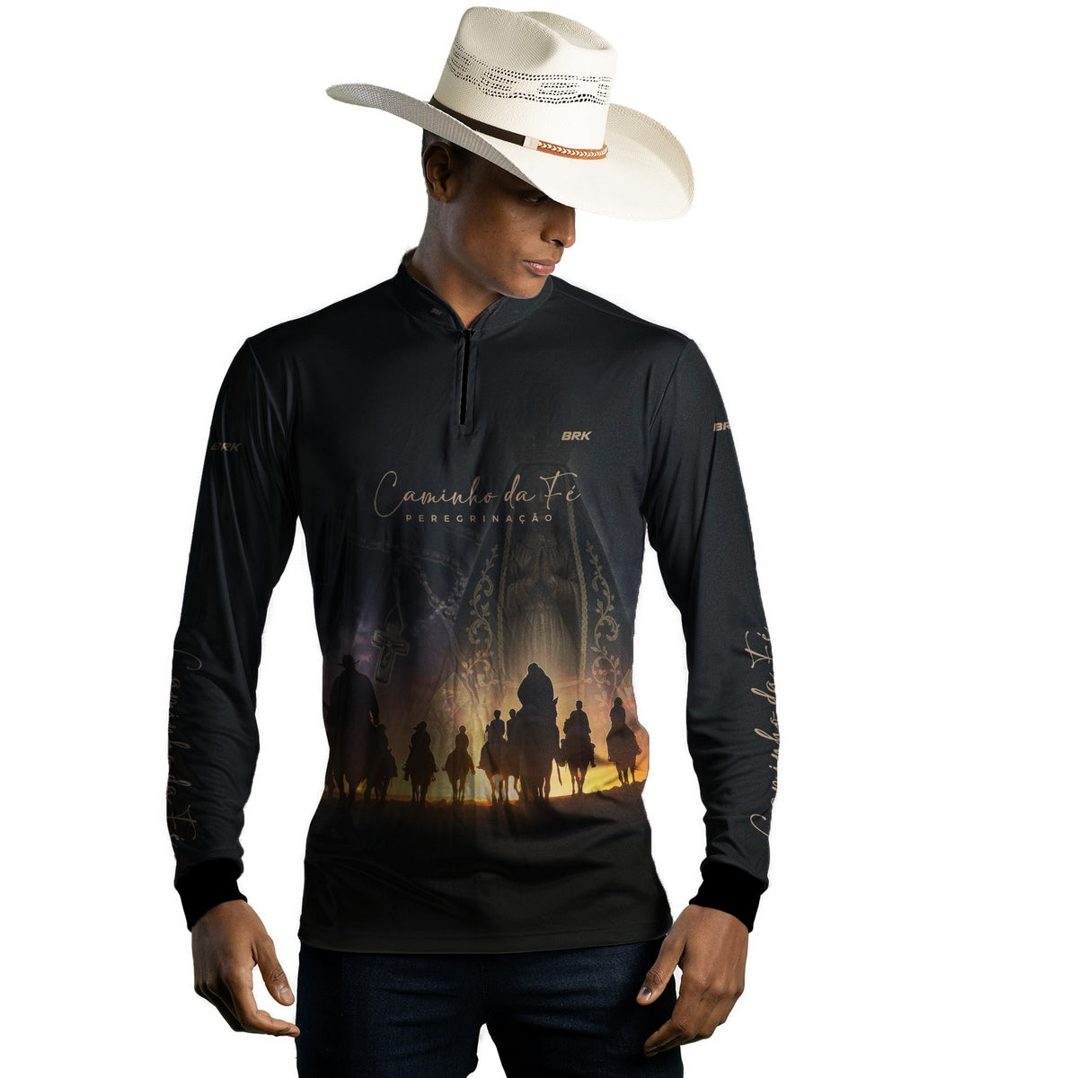 Camisa Agro Brk Caminho da Fé Peregrinação Cavalgada com Proteção Solar UV50+