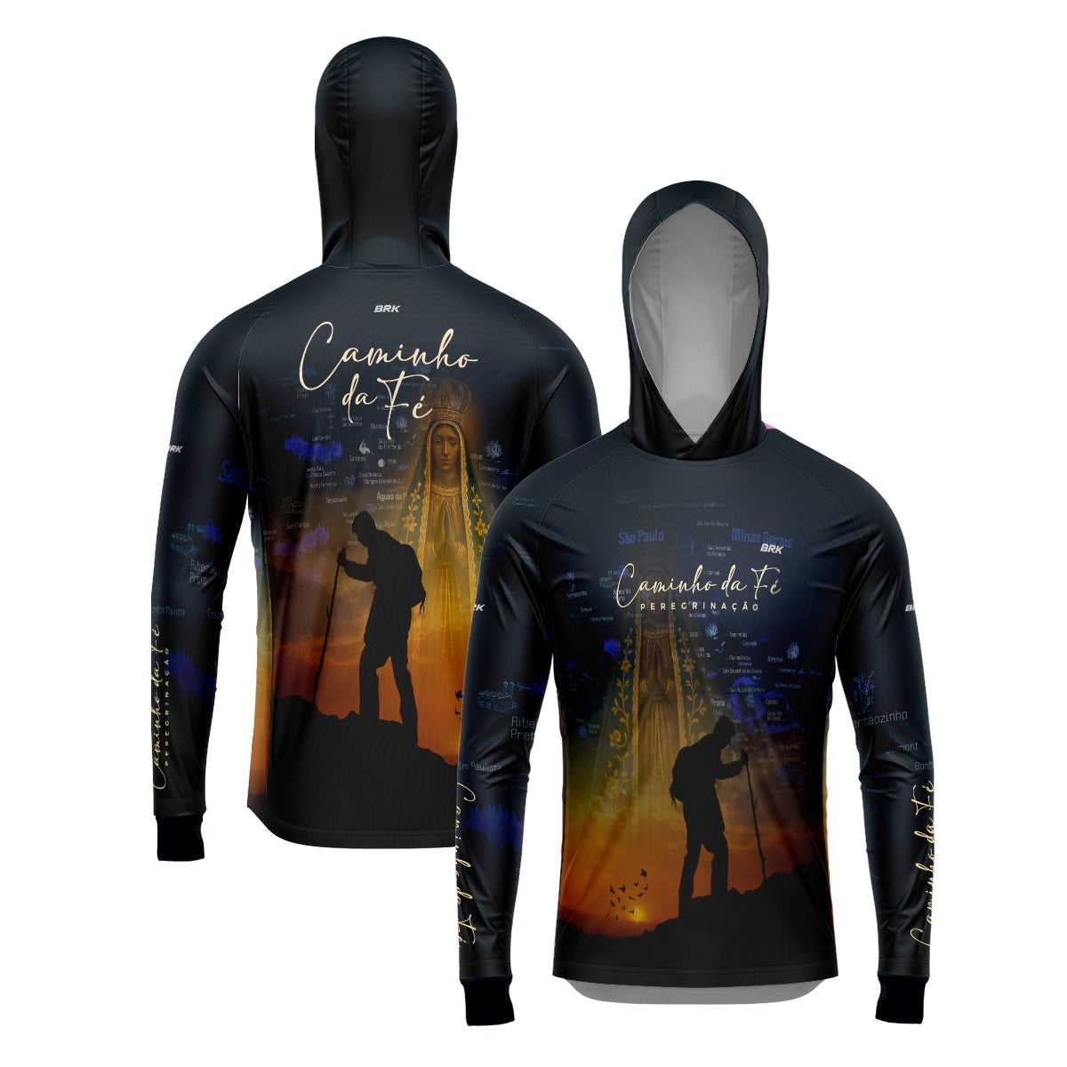 Camisa com Capuz Brk Caminho da Fé Peregrinação com Proteção Solar UV50+
