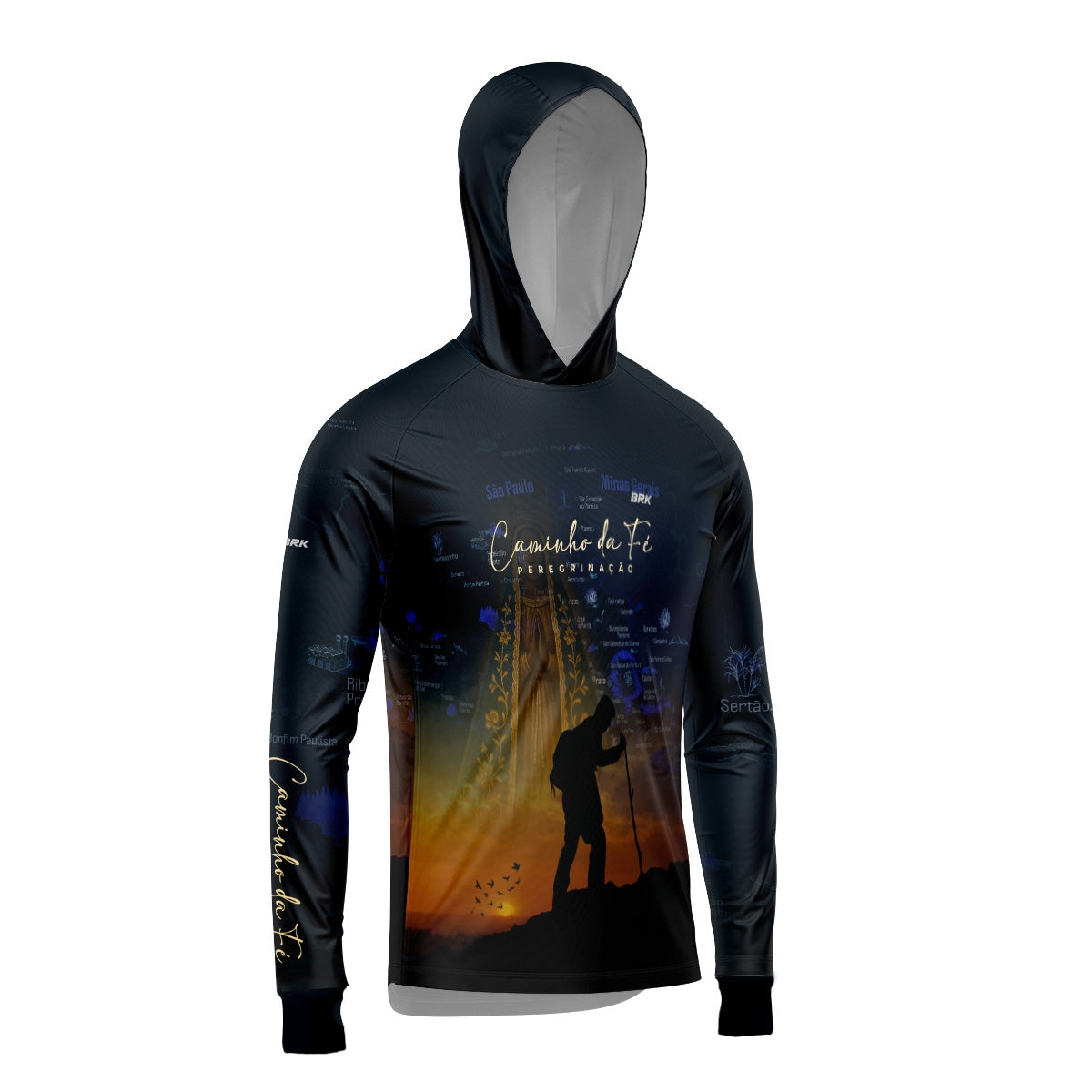 Camisa com Capuz Brk Caminho da Fé Peregrinação com Proteção Solar UV50+