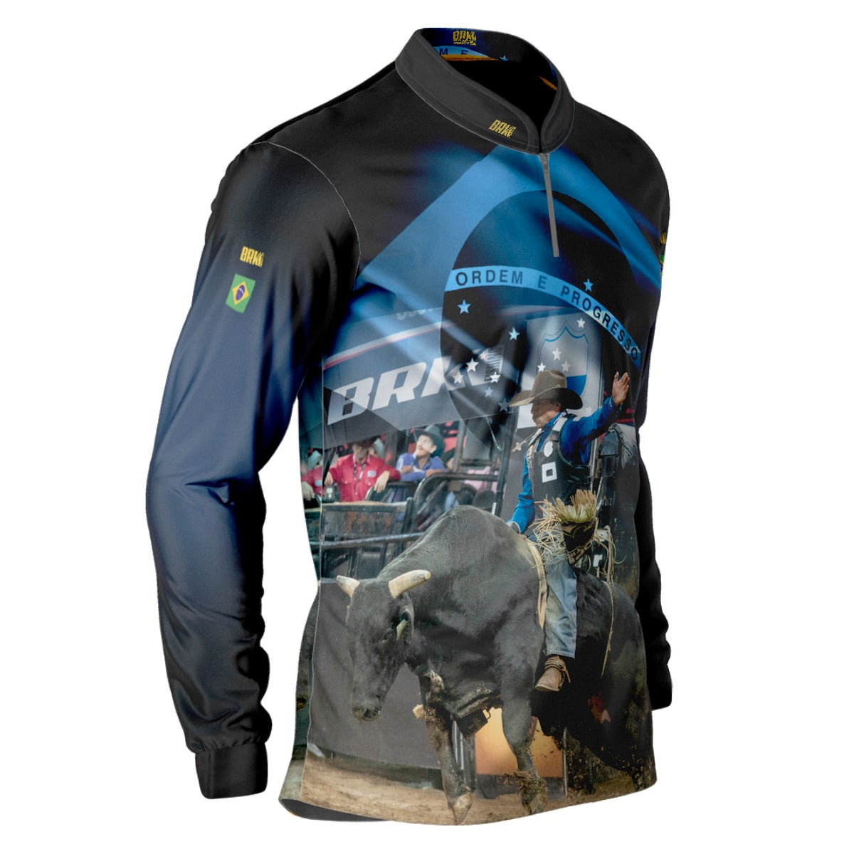 Camisa Agro Brk Rodeio Brasil Azul com Proteção Solar UV50+