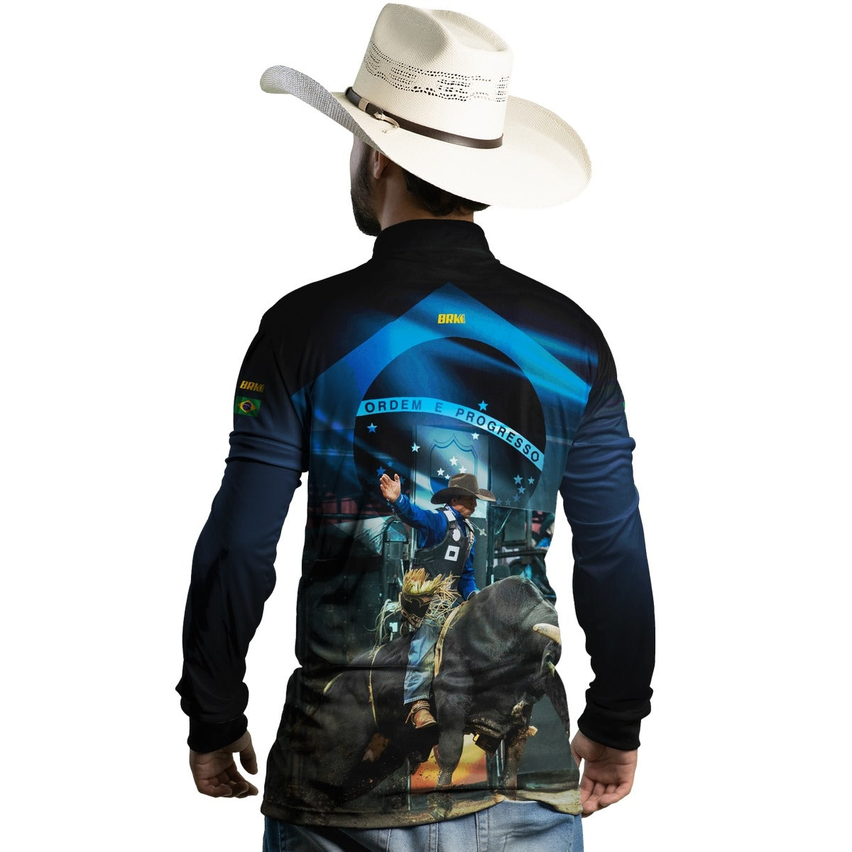Camisa Agro Brk Rodeio Brasil Azul com Proteção Solar UV50+