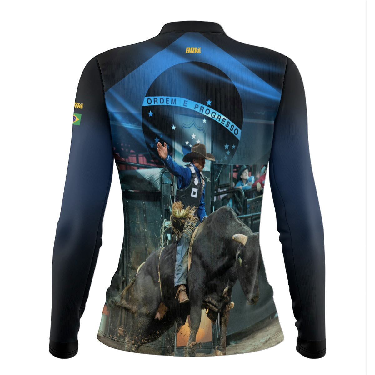 Camisa Agro Feminina Brk Rodeio Brasil Azul com Proteção Solar UV50+