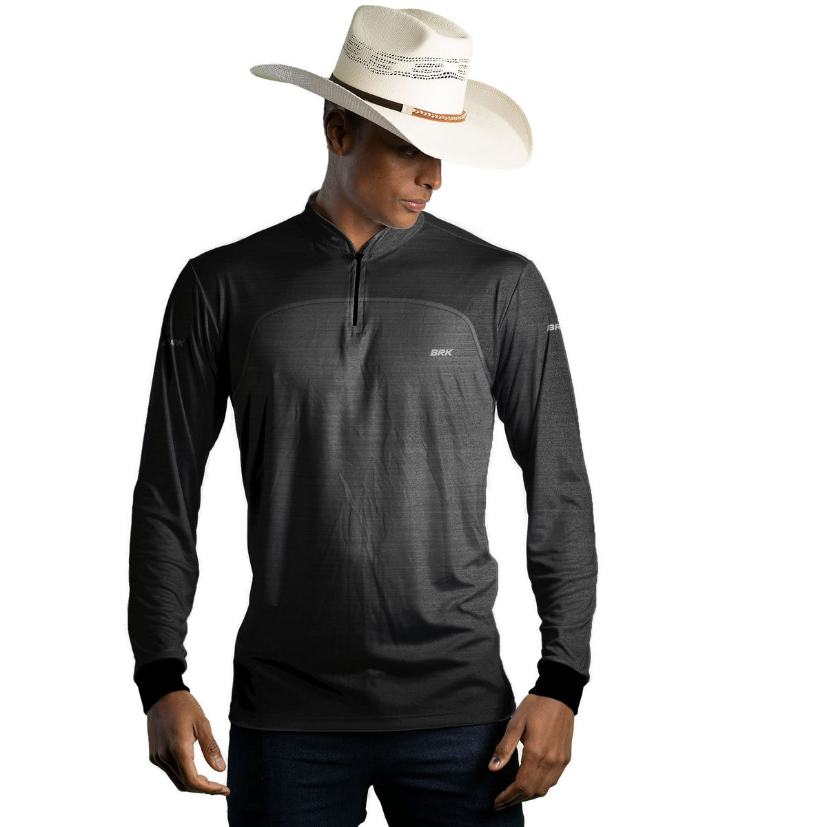 Camisa Agro Brk Mescla Preto Cinza com Proteção Solar UV50+