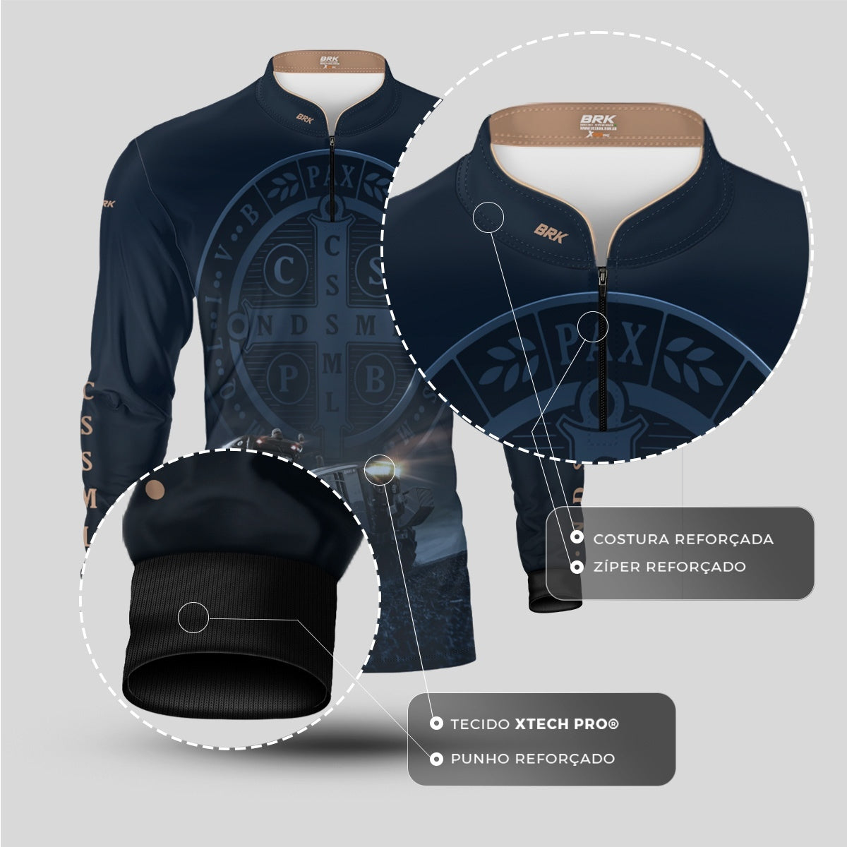 Camisa Agro Brk Azul Trator e São Bento com Proteção UV50+