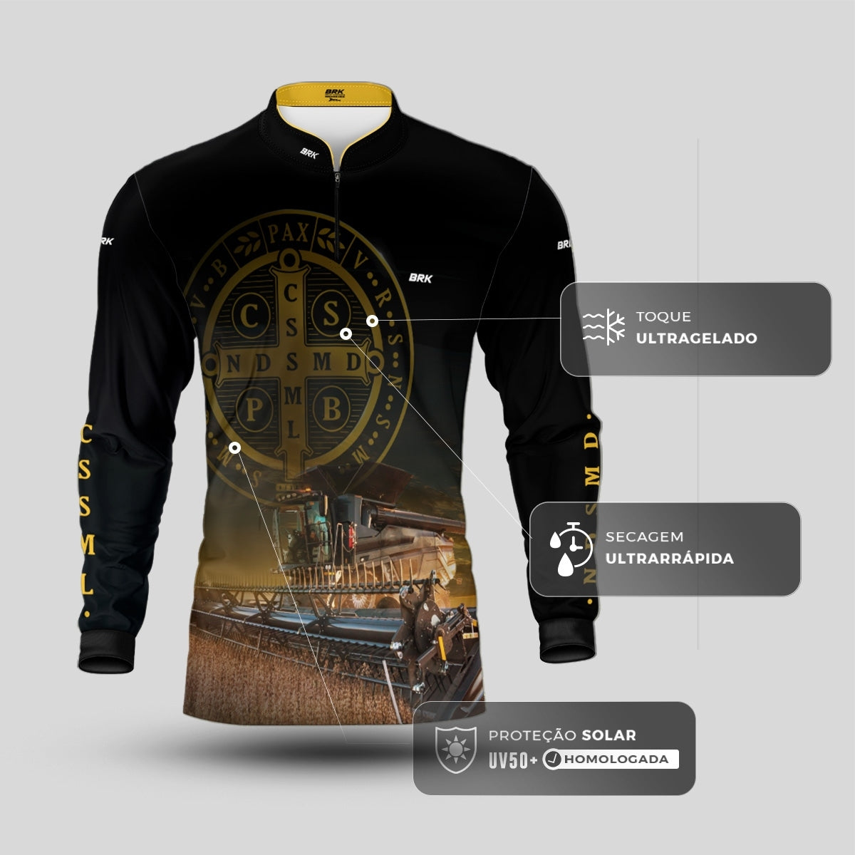 Camisa Agro Brk São Bento e Colheitadeira com Proteção UV50+
