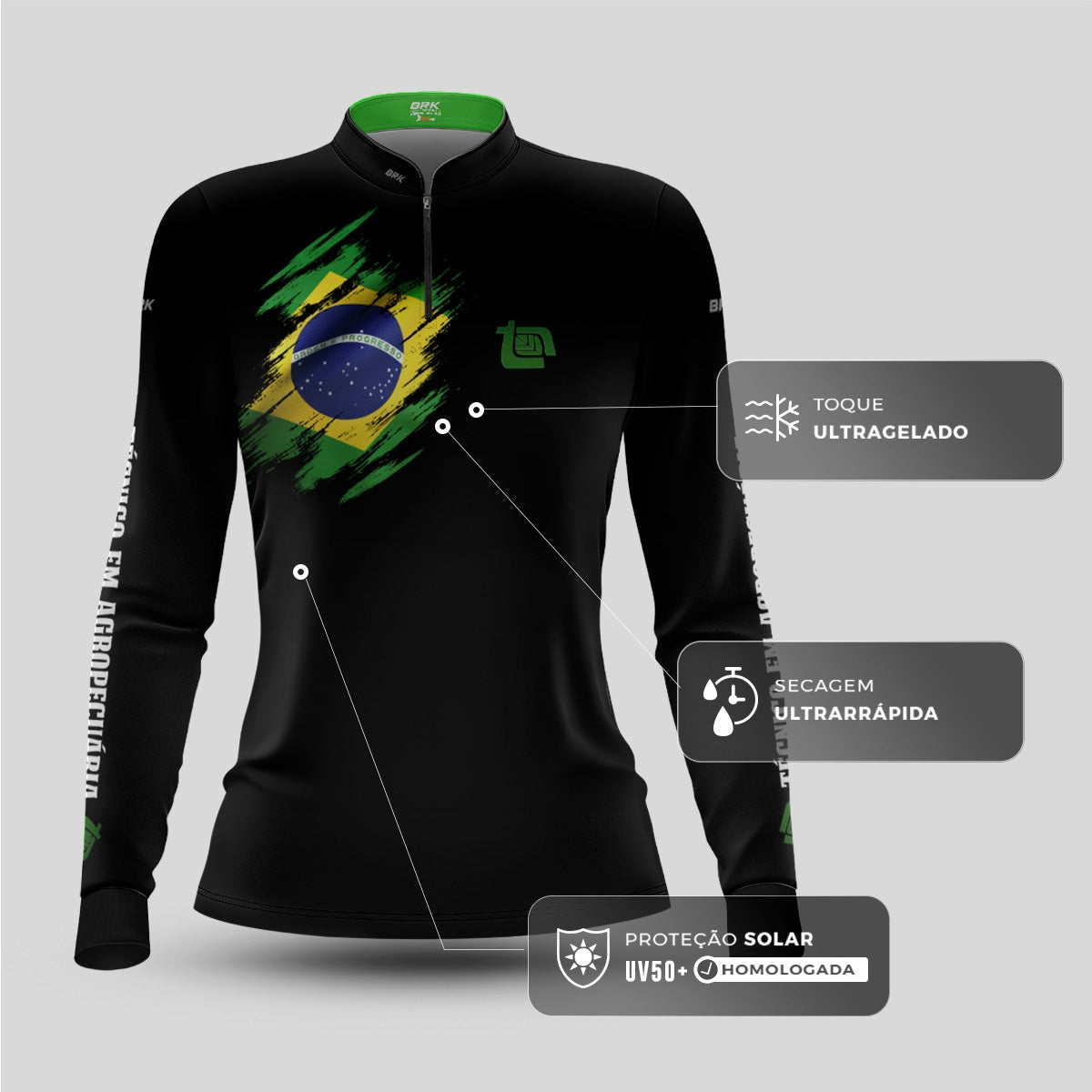 Camisa Agro Feminina Brk Tecnico em Agropecuária com Proteção UV50+